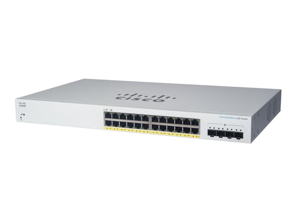 Cisco Business 220 Series CBS220-24FP-4X - Switch - smart - 24 x 10/100/1000 (PoE+) + 4 x 10 Gigabit SFP+ (opplenke) - rackmonterbar - PoE+ (382 W)