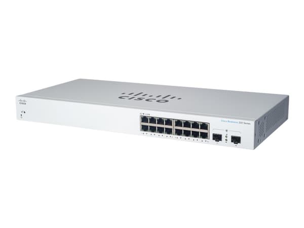 Cisco Business 220 Series CBS220-16P-2G - Switch - smart - 16 x 10/100/1000 (PoE+) + 2 x Gigabit SFP (opplink) - rackmonterbar - PoE+ (130 W)