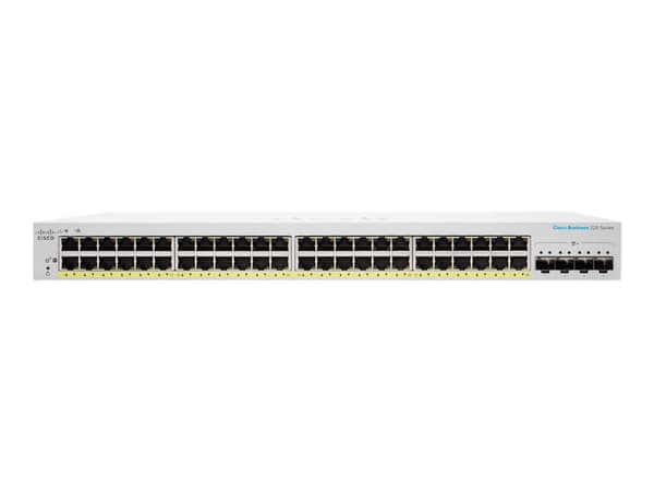 Cisco Business 220 Series CBS220-48P-4X - Switch - smart - 48 x 10/100/1000 (PoE+) + 4 x 10 Gigabit SFP+ (upplänk) - rackmonterbar - PoE+ (382 W)