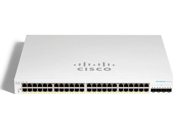 Cisco Business 220 Series CBS220-48P-4X - Switch - smart - 48 x 10/100/1000 (PoE+) + 4 x 10 Gigabit SFP+ (upplänk) - rackmonterbar - PoE+ (382 W)