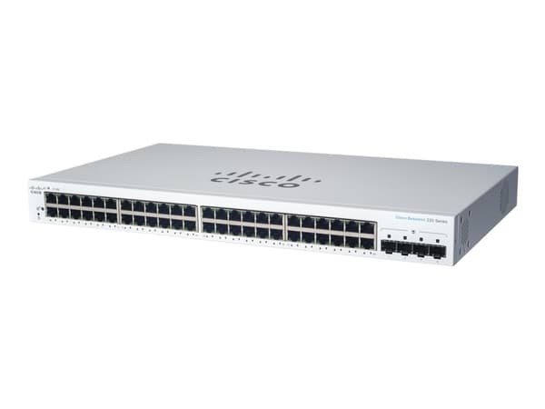Cisco Business 220 Series CBS220-48P-4X - Switch - smart - 48 x 10/100/1000 (PoE+) + 4 x 10 Gigabit SFP+ (upplänk) - rackmonterbar - PoE+ (382 W) Vit