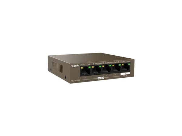 Tenda TEG1105PD, Gigabit Ethernet (10/100/1000), Strömförsörjning via Ethernet (PoE) stöd