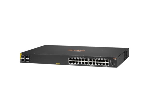 HPE Aruba 6100 24G Class4 PoE 4SFP+ - Switch - Administrerad - 24 x 10/100/1000 (PoE+) + 4 x 1 Gigabit / 10 Gigabit SFP+ - sida till sida luftflöde -