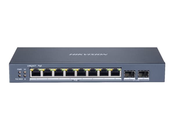 Hikvision Smart Managed Series DS-3E1510P-SI - Switch - smart - 8 x 10/100/1000 (PoE+) + 2 x Gigabit SFP (opplink) - stasjonær - PoE+ (110 W)
