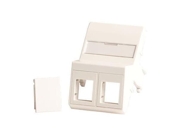 Lanview - Wall plate - for 50 x 75 mm Clickline outlet - with labeling window - RJ 45 - vinklad - 2 modules - vit