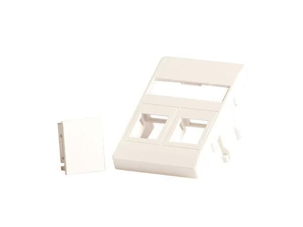 Lanview - Veggplate - for 50 x 75 mm Clickline outlet - med etiketteringsvindu - RJ 45 - 2 moduler - hvit