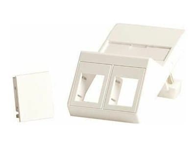 Lanview - Veggplate - fits 50x75 mm LK FUGA outlet - med etiketteringsvindu - RJ 45 - vinklet - 2 moduler - hvit