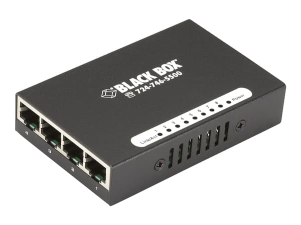Black Box USB-Powered - Switch - 8 x 10/100 - stasjonær Sort