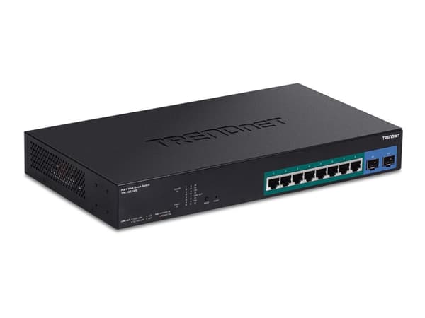 TRENDnet TPE-1021WS - Switch - smart - 8 x 10/100/1000 (PoE+) + 2 x 10/100/1000/SFP - stasjonær, rackmonterbar - PoE+ (130 W) - TAA-samsvar