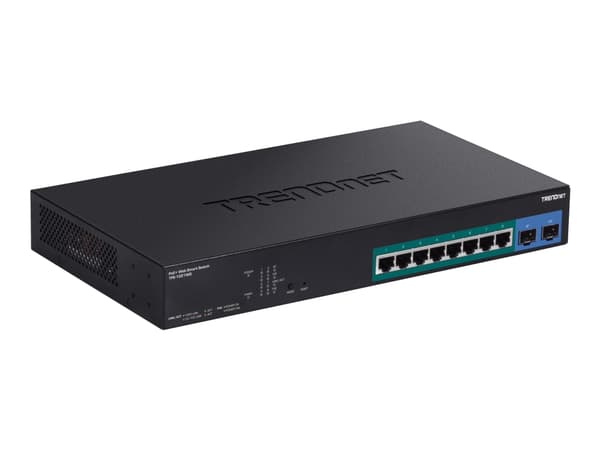 TRENDnet TPE-1021WS - Switch - smart - 8 x 10/100/1000 (PoE+) + 2 x 10/100/1000/SFP - stasjonær, rackmonterbar - PoE+ (130 W) - TAA-samsvar