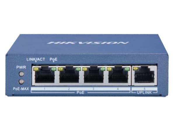Hikvision Digital Technology DS-3E0505P-E/M, Uhåndtert, L2, Gigabit Ethernet (10/100/1000), Full tosidig, Strøm over Ethernet (PoE), 1U