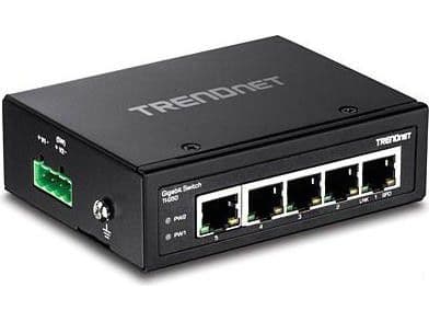 TRENDnet TI-G50 - Switch - ohanterad - 5 x 100/1000/10000 - DIN-skenmonterbar, väggmonterbar - likström - TAA-kompatibel
