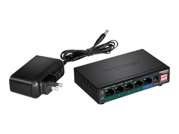 TRENDnet TPE-TG51g - Switch - ohanterad - 4 x 10/100/1000 (PoE+) + 1 x 10/100/1000 - skrivbordsmodell, väggmonterbar - PoE+ (60 W) - TAA-kompatibel