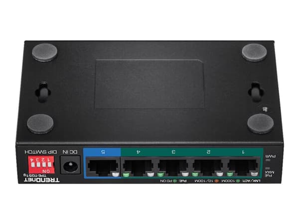 TRENDnet TPE-TG51g - Switch - ohanterad - 4 x 10/100/1000 (PoE+) + 1 x 10/100/1000 - skrivbordsmodell, väggmonterbar - PoE+ (60 W) - TAA-kompatibel