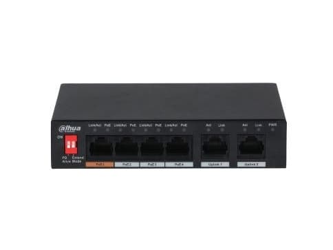 Dahua Technology PFS3006-4ET-60, Hallitsematon, L2, Fast Ethernet (10/100), Power over Ethernet -tuki, Seinäkiinnitteinen musta