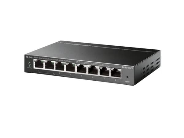 TP-Link Easy Smart TL-SG108PE - Switch - smart - 4 x 10/100/1000 (4 PoE+) + 4 x 10/100/1000 - skrivbordsmodell - PoE+ (64 W)