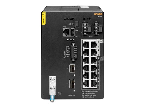HPE Aruba 4100i - Switch - 8 x 10/100/1000 (PoE Class 4) + 4 x 10/100/1000 (PoE Class 6) + 2 x SFP+ - DIN-skenmonterbar - PoE Class 4 / PoE Class 6