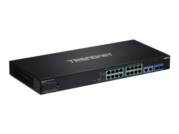 TRENDnet TPE 3018LS - Switch - smart - 8 x 10/100/1000 (PoE+) + 2 x kombo-Gigabit SFP - rackmonterbar - PoE+ (220 W) - TAA-samsvar Sort