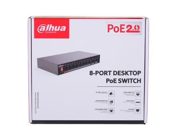 Dahua Technology PoE PFS3010-8ET-96-V2 network switch Unmanaged Gigabit Ethernet (10/100/1000) Power over Ethernet (PoE) Black 6923172507556