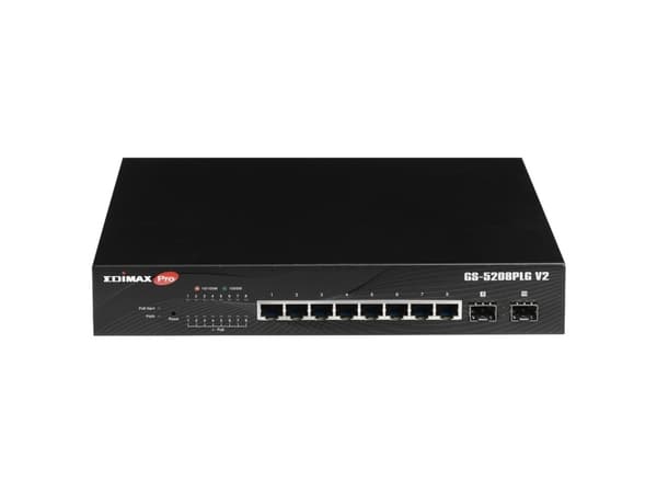 Edimax Pro GS-5208PLG V2 - Switch - smart - 8 x 10/100/1000 (PoE+) + 2 x 1000Base-X SFP - rackmonterbar - PoE+ (160 W)