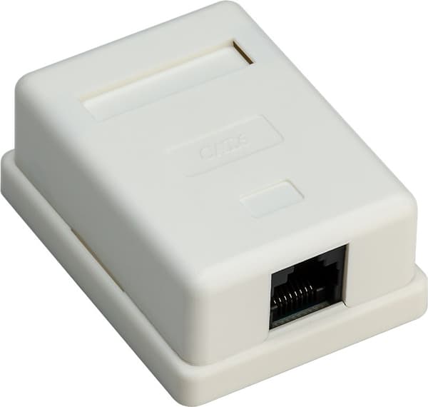 1-port RJ45-tilslutningsdåse, CAT 6, UTP, hvid
