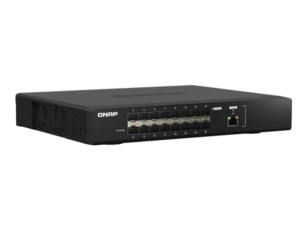 QNAP QSW-M5216-1T - Kytkin - Hallintakytkin - 16 x 25 Gigabit SFP28 + 1 x 10 Gigabit Ethernet - monterbar på stativ