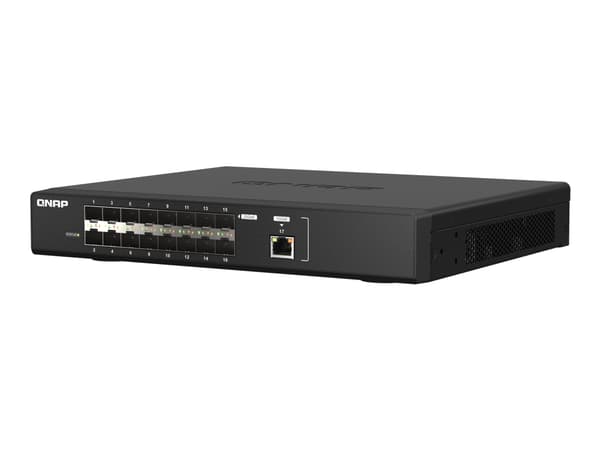 QNAP QSW-M5216-1T - Kytkin - Hallintakytkin - 16 x 25 Gigabit SFP28 + 1 x 10 Gigabit Ethernet - monterbar på stativ