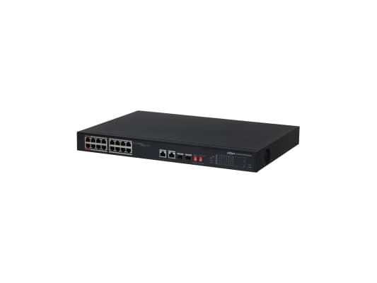 Dahua Techn-ogy PoE DH-PFS3218-16ET-135, Unmanaged, L2, Gigabit Ethernet (10/100/1000), Gigabit Ethernet, Power over Ethernet (PoE), telineasennus musta
