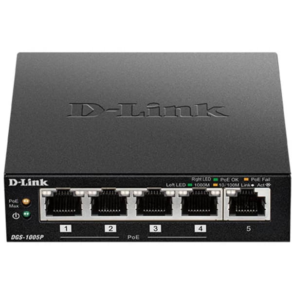 D-Link DGS-1005P/E Nätverks-switch 5 Port 1 / 10 GBit/s