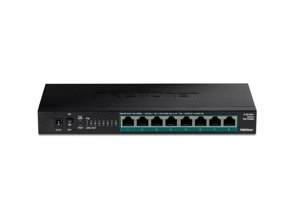 TRENDnet TPE TG380 - Switch - ohanterad - 8 x 10/100/1000/2.5G (PoE+) - skrivbordsmodell, väggmonterbar - PoE+ (100 W) - TAA-kompatibel