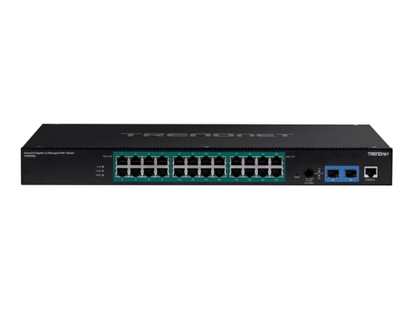 TRENDnet TI-RP262I - Industriell - switch - Administreret - 24 x 10/100/1000 (PoE+) + 2 x SFP - monterbar på stativ - PoE+