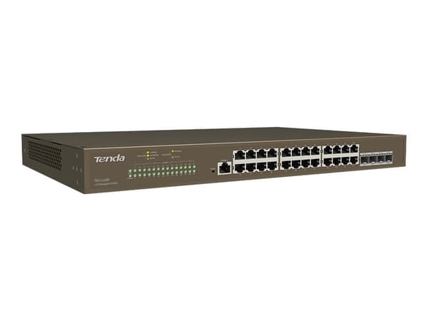 Tenda TEG5328F - Switch - L3 - Administrerad - 24 x 10/100/1000 + 4 x 1000Base-X SFP - skrivbordsmodell, rackmonterbar, väggmonterbar Svart