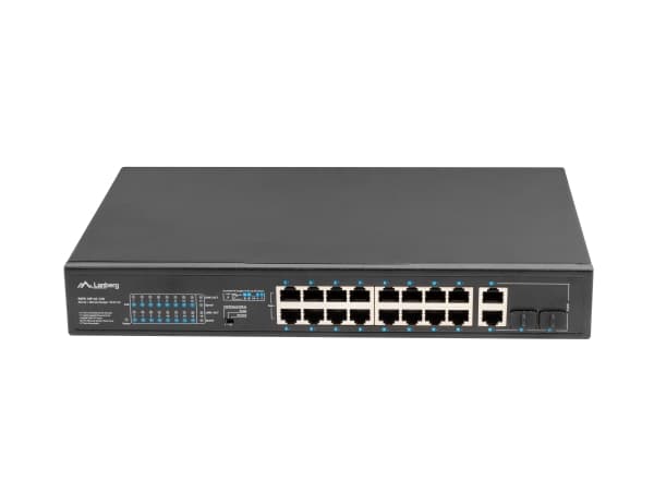 Lanberg RSFE-16P-2C-150 - Switch - ohanterad - 16 x 10/100 (PoE+) + 2 x combo Gigabit SFP/RJ-45 (upplänk) - rackmonterbar - PoE+ (150 W)