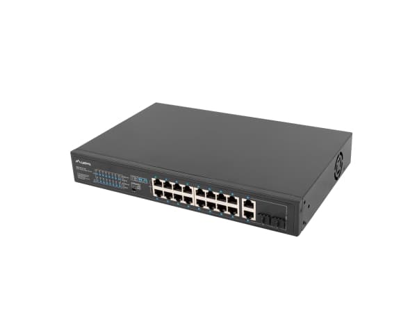 Lanberg RSFE-16P-2C-150 - Switch - ohanterad - 16 x 10/100 (PoE+) + 2 x combo Gigabit SFP/RJ-45 (upplänk) - rackmonterbar - PoE+ (150 W)