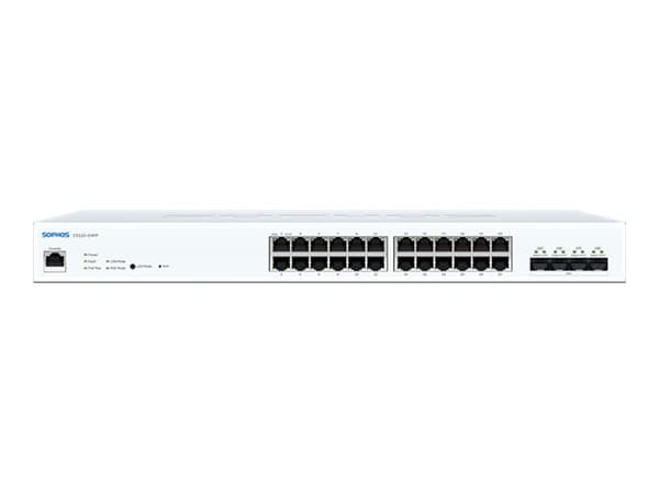 Sophos CS110-24FP - Switch - Administrator - 24 x 10/100/1000 (PoE+) + 4 x 1 Gigabit / 10 Gigabit SFP+ - monterbar på stativ - PoE+ (410 W) Sølv
