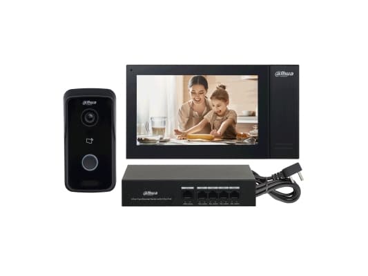 Dahua IP Series DHI-VTO2111D-P-S3 - Video Intercom Kit - IP intercom station with monitor - med kamera - kablet - 10/100 Ethernet - svart