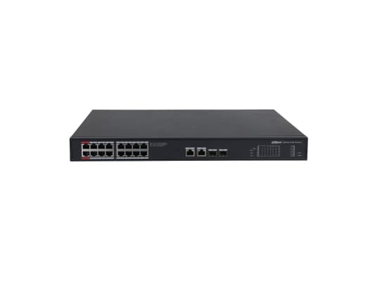 Dahua Technology PoE PFS3220-16GT-240, Uhåndtert, L2, Gigabit Ethernet (10/100/1000), Strøm over Ethernet (PoE), Rack-montering Sort