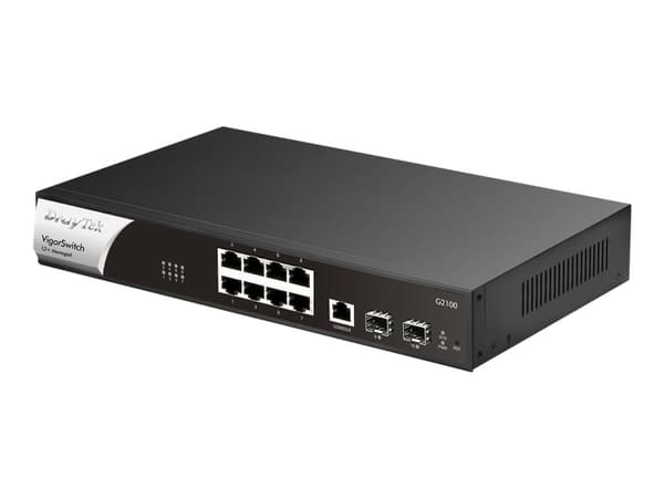 Draytek VigorSwitch G2100 - Switch - L2+ - Styrt - 8 x 10/100/1000 + 2 x Gigabit SFP - stasjonær, rackmonterbar