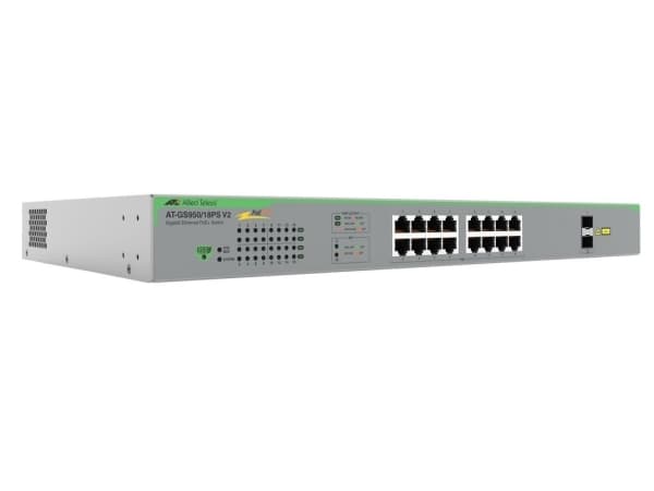Allied Telesis AT-GS950/18PS-V2-50, Unmanaged, Gigabit Ethernet (10/100/1000), Power over Ethernet (PoE), Rack mounting