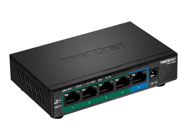 TRENDnet TPE TG52 - Switch - 4 x 10/100/1000 (PoE+) + 1 x 10/100/1000 - stasjonær, veggmonterbar - PoE+ (32 W) - TAA-samsvar