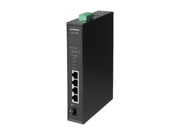 Edimax IGS-1105P - Switch - 4 x 10/100/1000 (PoE+) + 1 x Gigabit SFP - DIN-skenmonterbar, väggmonterbar - PoE+ (120 W)