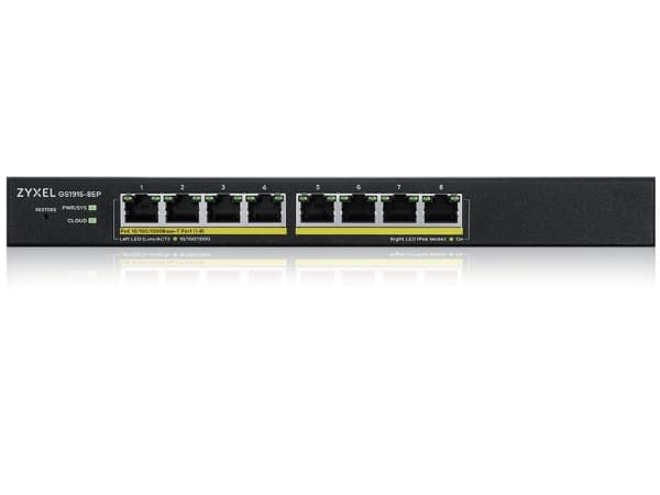 Zyxel GS1915 Series GS1915-8EP - Switch - NebulaFLEX-kompatibel - smart - 8 x 10/100/1000 (PoE+) - stasjonær, veggmonterbar - PoE+ (60 W)