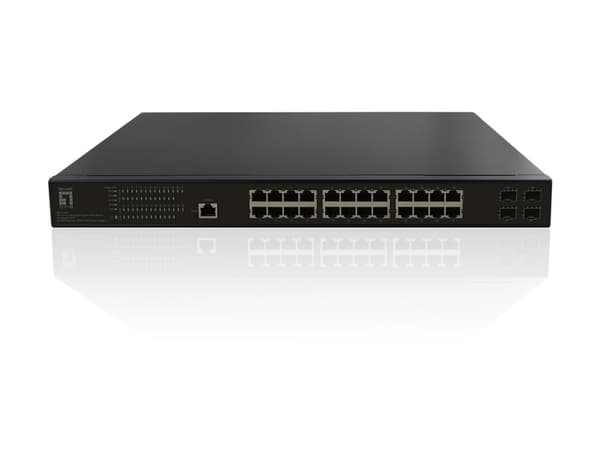 LevelOne GEP-2861 - Switch - Administrerad - 24 x 10/100/1000 (PoE+) + 4 x Gigabit SFP - rackmonterbar, skrivbordsmodell (390 W)