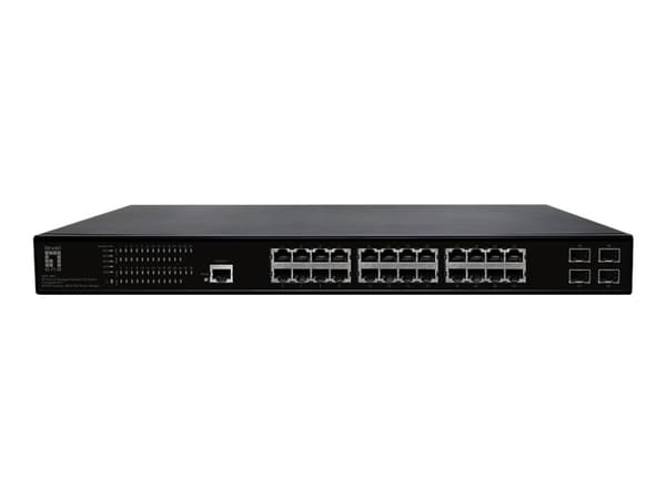 LevelOne GEP-2861 - Switch - Administrerad - 24 x 10/100/1000 (PoE+) + 4 x Gigabit SFP - rackmonterbar, skrivbordsmodell (390 W)