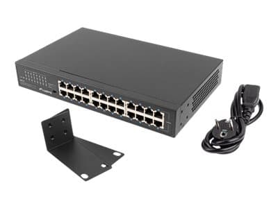 Lanberg RSGE-24 - Switch - ohanterad - 24 x 10/100/1000 - skrivbordsmodell, rackmonterbar Svart