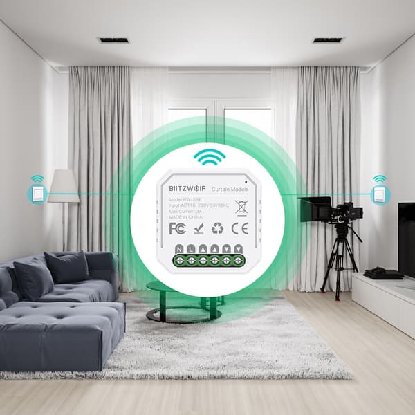 BlitzWolf BW-SS6 WiFi-gardinmodul med APP/röststyrning, schema/timer/enhetsdelning för persienner Rullgardin