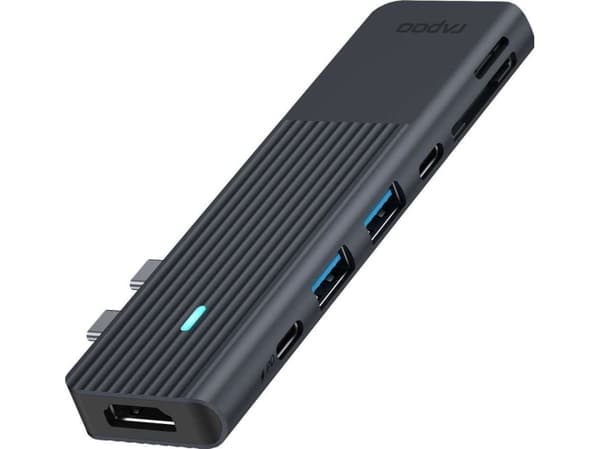 Rapoo UCM-2003, USB Type-C, HDMI, USB 3.2 Gen 1 (3.1 Gen 1), USB Type-C, Hankoppling, Svart, 7,5 W, 5 V Svart