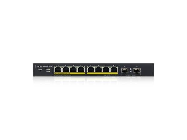 Zyxel GS1900-10HP - Switch - smart - 8 x 10/100/1000 (PoE+) + 2 x Gigabit SFP - skrivbordsmodell, väggmonterbar - PoE+ (77 W)