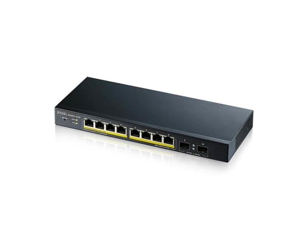 Zyxel GS1900-10HP - Switch - smart - 8 x 10/100/1000 (PoE+) + 2 x Gigabit SFP - skrivbordsmodell, väggmonterbar - PoE+ (77 W)