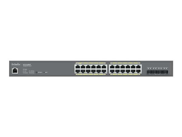 EnGenius Cloud Switch Series ECS1528FP - Switch - Administrerad - 24 x 10/100/1000 (PoE+) + 4 x 10 Gigabit SFP+ - rackmonterbar - PoE+ (410 W)